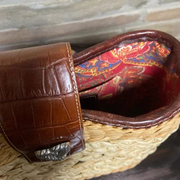 Brighton Straw shoulder purse, Brown and Tan Woven Women's Bag pre owned. - Picture 11 of 15